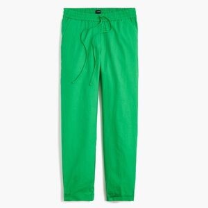 J.Crew Linen Blend Drawstring Pants 16 Bright Kelly Green Pull On Elastic Waist